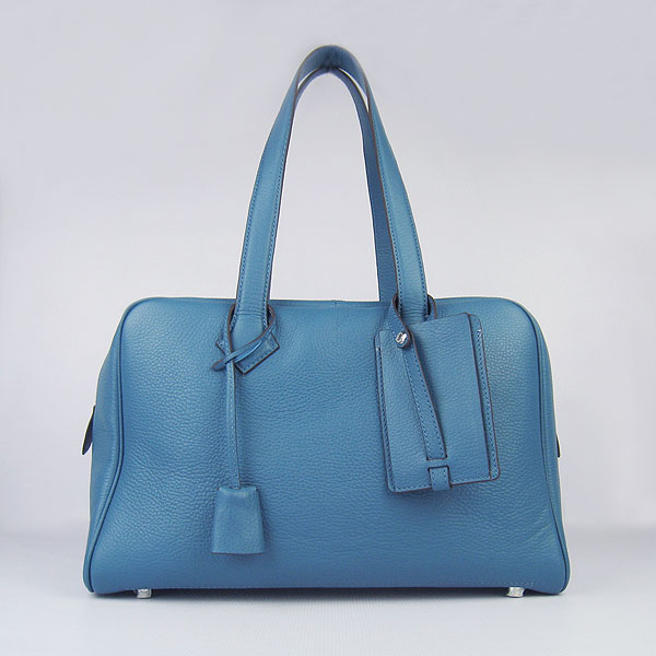 Best Replica Hermes Victoria Cowskin Leather Bag Blue H2802